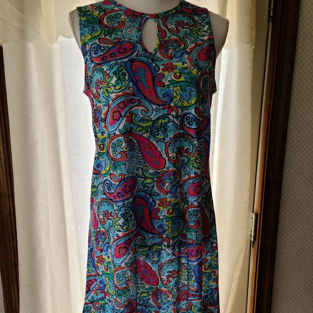 KIWI FRESH PAISLEY KEYHOLE SLEEVELESS MIDI SUMMER DRESS-BOHO-MEDIUM-NWT